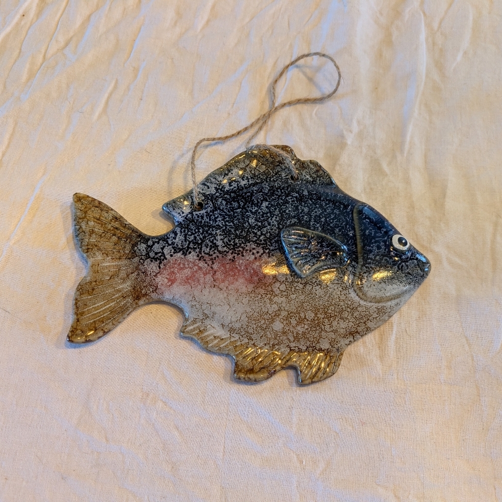 2/40$ Vintage Ceramic Fish Wall Art - Black, Brown, Pink